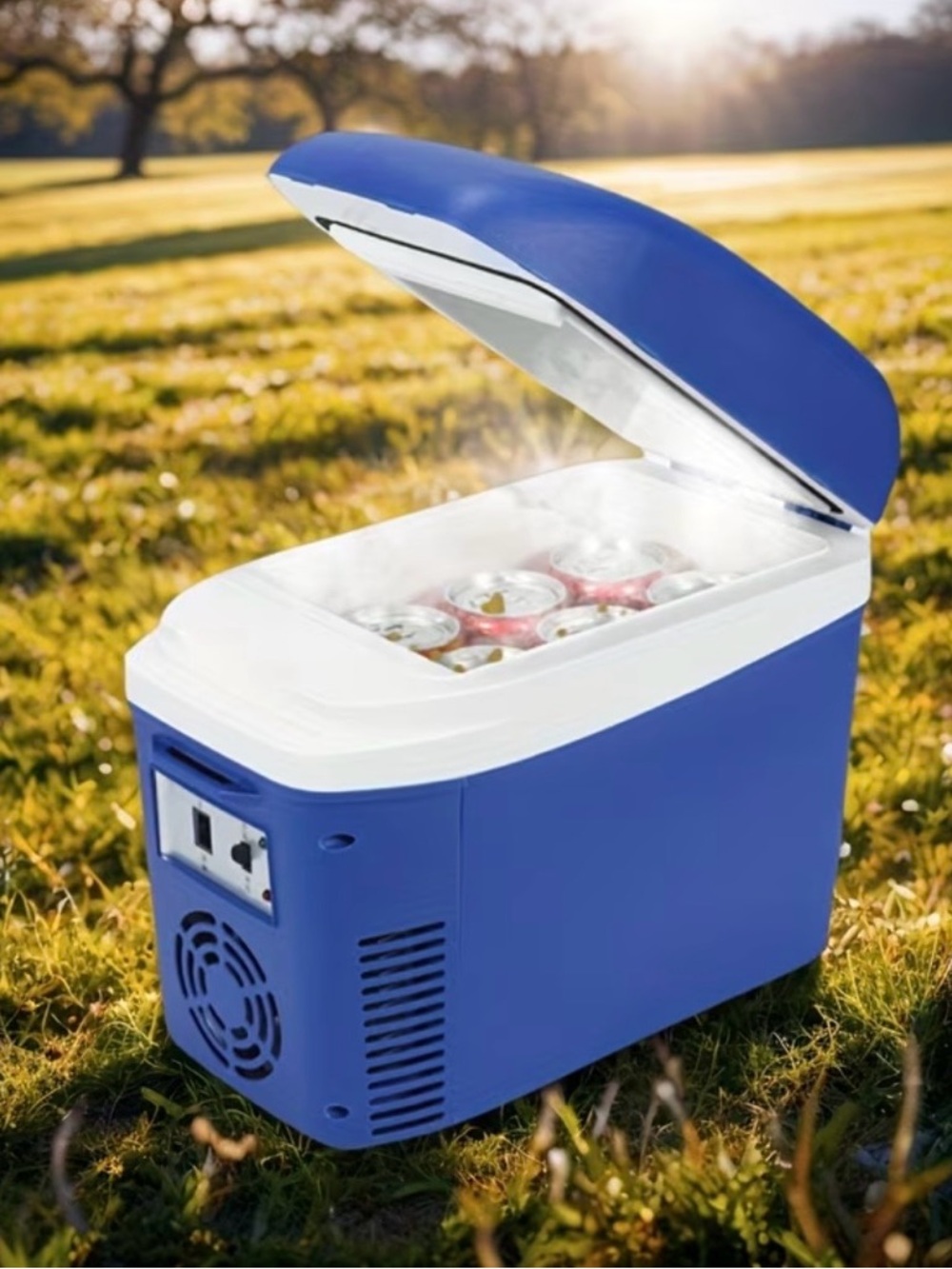 Portable ThermoElectric Cooler & Warmer - Blue and White NEW